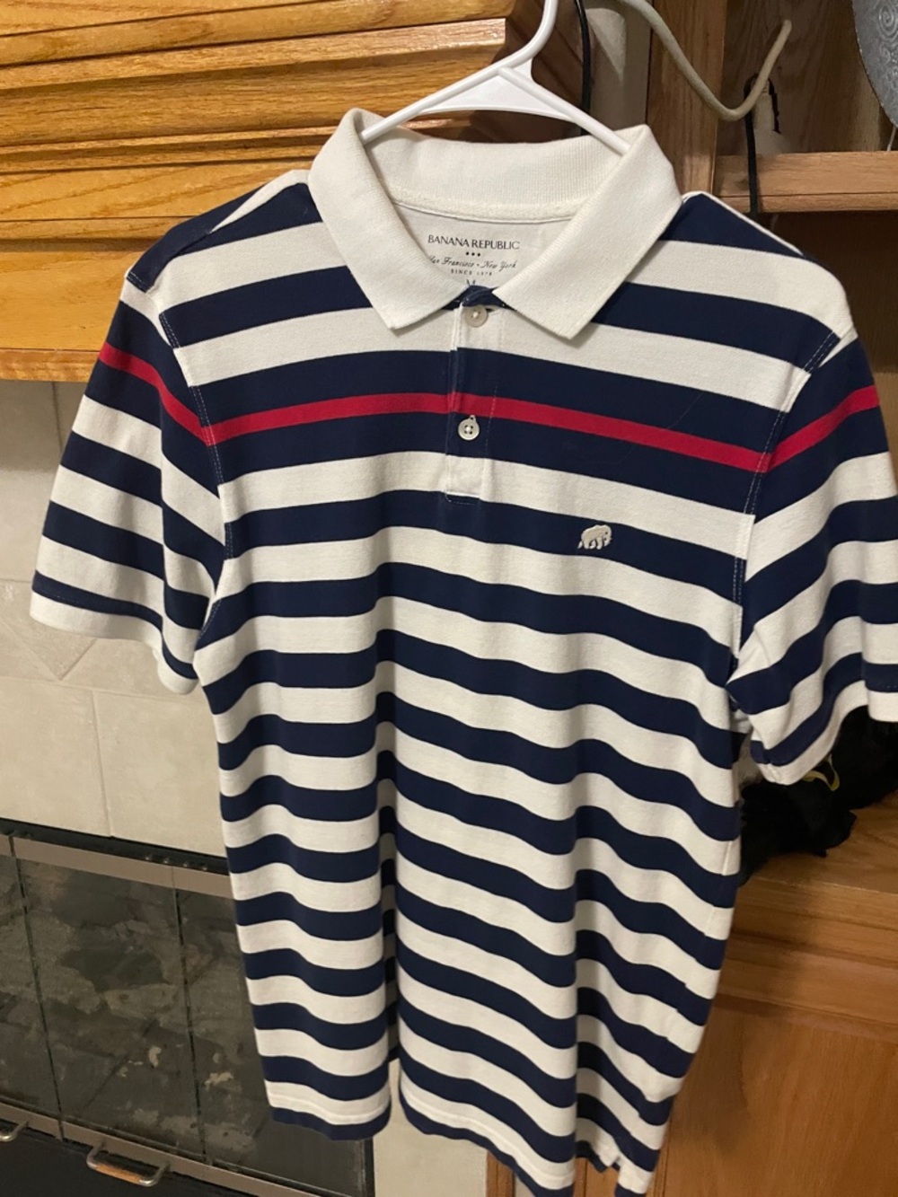 Banana Republic Navy, White & Red Striped Polo - Picture 5 of 8